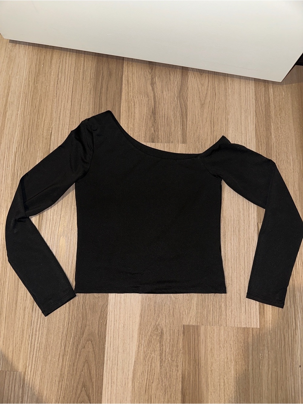 Black Long-Sleeve Scoop Neck Women's Top